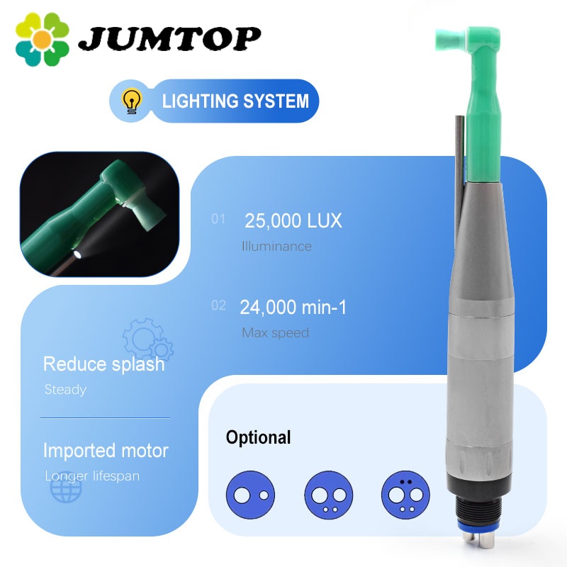 JUMTOP LED Polished Air Motor M4/B2/M6 Prophy Handpiece, Reduce Mouth Opening Improve Treatment Experience