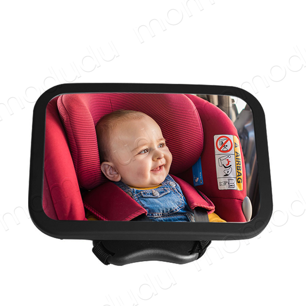 Espelho largo para carro de bebê, encosto de cabeça montado, espelho de observação de segurança, instalação reversa, acessório interior ideal para crianças seguras
