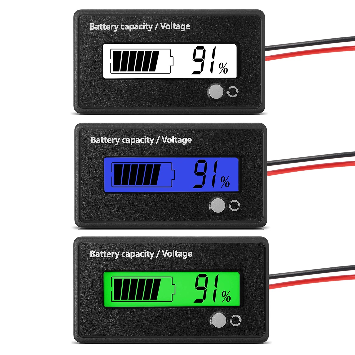Medidor de Voltaje y Capacidad de Batería de CC 12V 24V 36V 48V 72V con Alarma, Indicador de Capacidad de Batería, Monitores Indicadores de Batería
