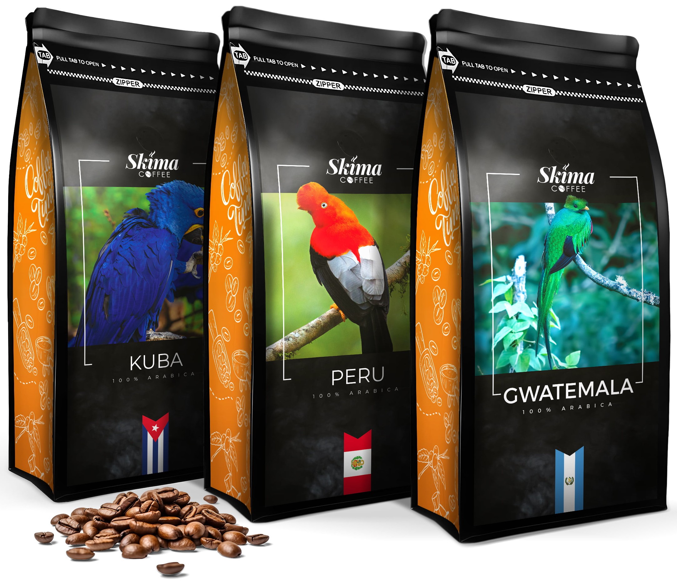 Kawa ziarnista 3x1kg KUBA/PERU/GWATEMALA Świeżo Palona do ekspresu+GRATIS
