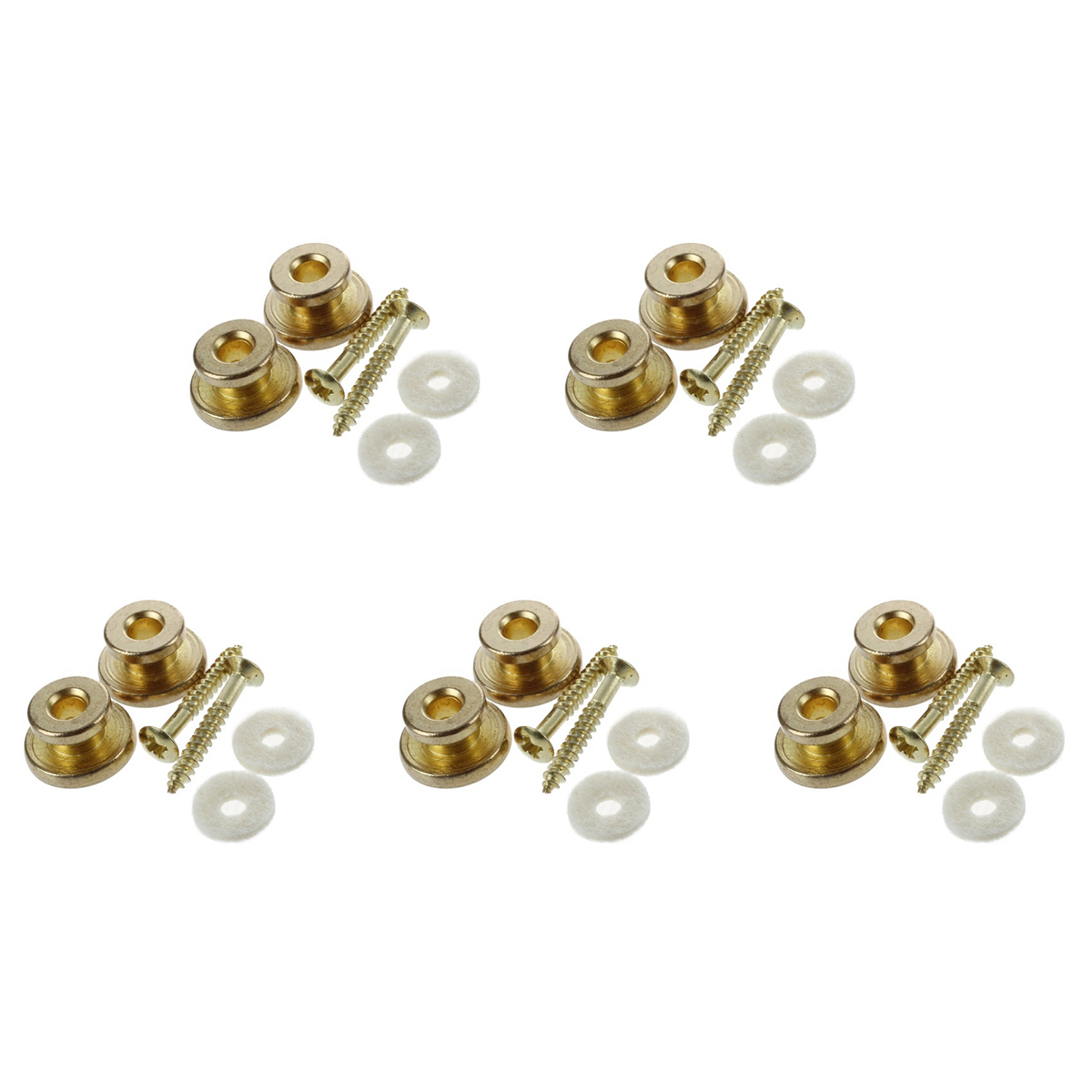 A71P 10pcs Golden Strap Button W/ Mounting Screw for Guitar Mandolin