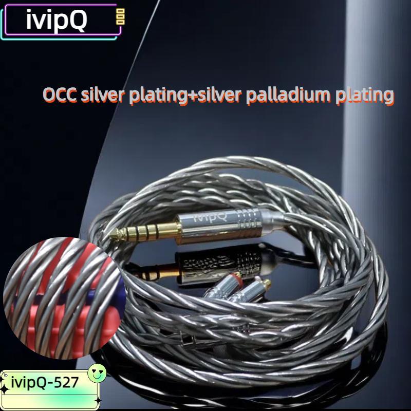 Câble de mise à niveau pour écouteurs intra-auriculaires IvipQ-527, 4 cœurs, plaqué argent, palladium, avec connecteurs 4,4 mm, 3,5 mm, MMCX 2PIN pour TANZU SE535 UE900S Moondop