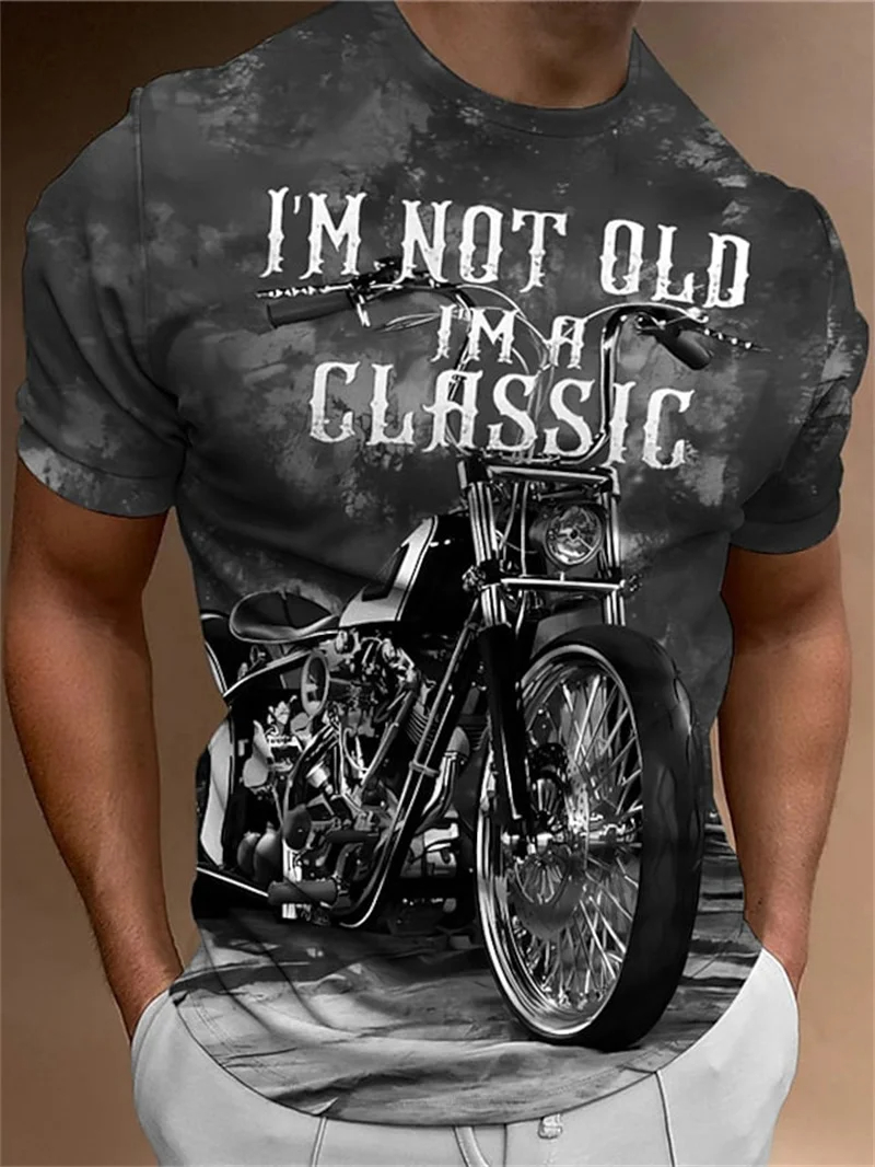 T-shirt da motociclista da uomo con stampa 3D manica corta vintage classica maglietta per uomo Street Ride Biker camicie top maglietta oversize