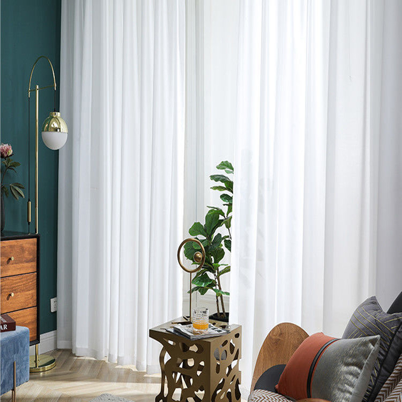 Asazal-cortinas de ventana transparentes de gasa de lujo, tul Blanco sólido, para sala de estar, cortinas de Organza de gasa modernas, decoración de dormitorio