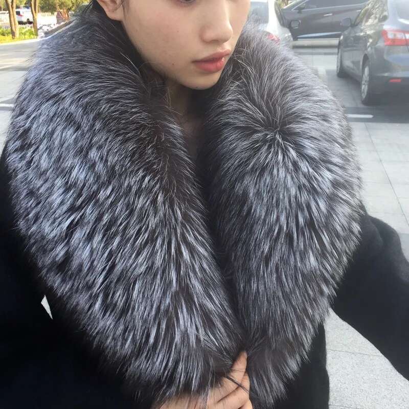 ขนสุนัขจิ้งจอกจริงสําหรับผู้หญิงเสื้อแจ็คเก็ตหญิง Wraps ฤดูหนาวผ้าพันคอขนสัตว์ขนาดใหญ่พิเศษคออุ่นผ้าคลุมไหล่ขนสัตว์ผ้าพันคอ