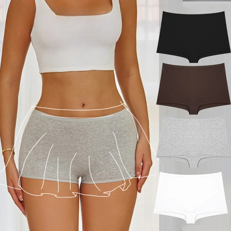 Femmes sans couture Mide Rise culottes sous-vêtements en coton femmes Boxer pantalon mode sans couture Safty pantalon femme respirant Lingerie
