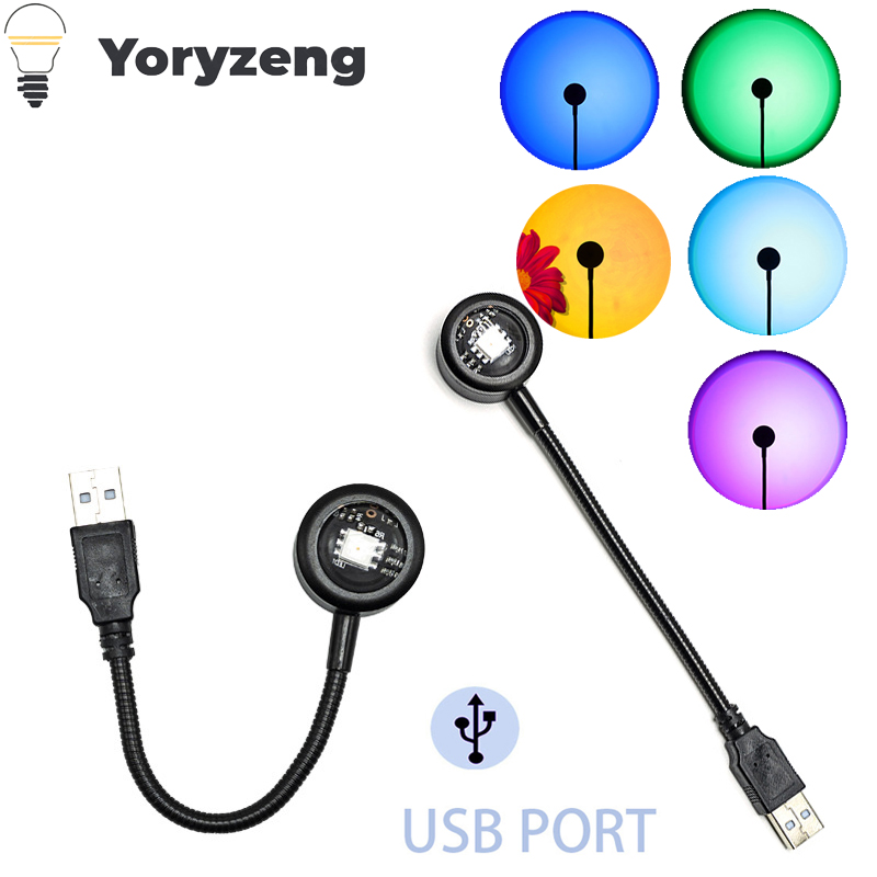 USB 電源 7 色のサンセットランプレインボープロジェクターランプ寝室の雰囲気ナイトライト 14 モード写真撮影の背景ライト