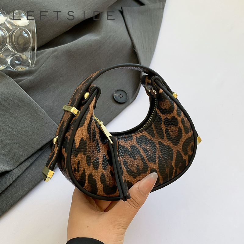 LEFTSIDE Mini bolsos cruzados de cuero PU de leopardo para mujer 2024 Y2K tendencia femenina moda coreana bolso bandolera bolsos de señora