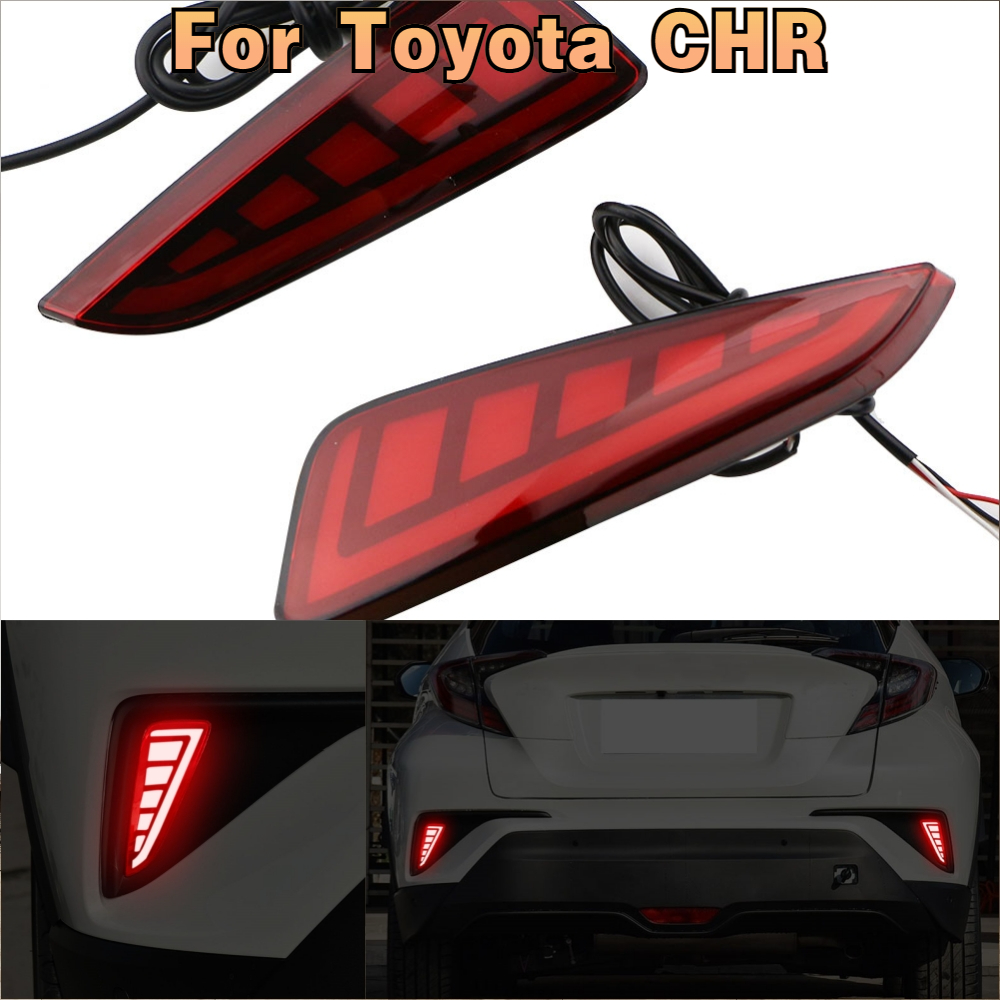 LED 2Functions Car Rear Bumper LED Fog Lights Lamps Brake Light for Toyota CHR C-HR 2018 2019 2020 2021 2022 Accessories