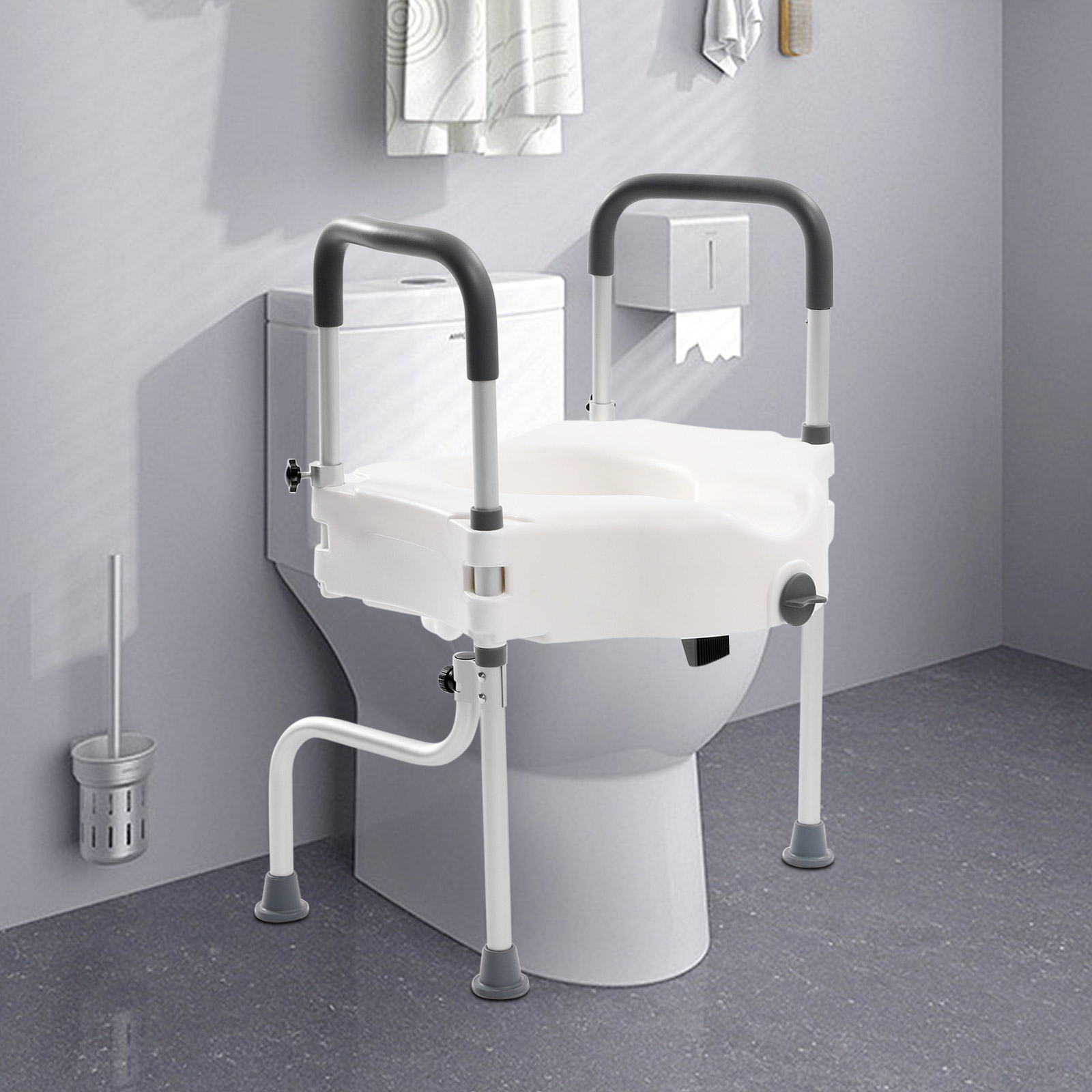 Estrutura de pé para vaso sanitário de mobilidade, suporte para ajuda para idosos, altura ajustável