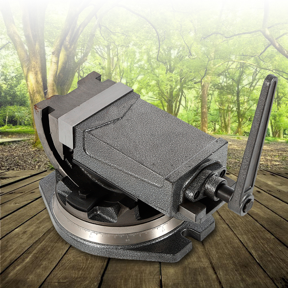 Mesin ragum 90 ° Tilting rahang buka 5 Inch 2 cara presisi bor putar tekan Vise 95mm