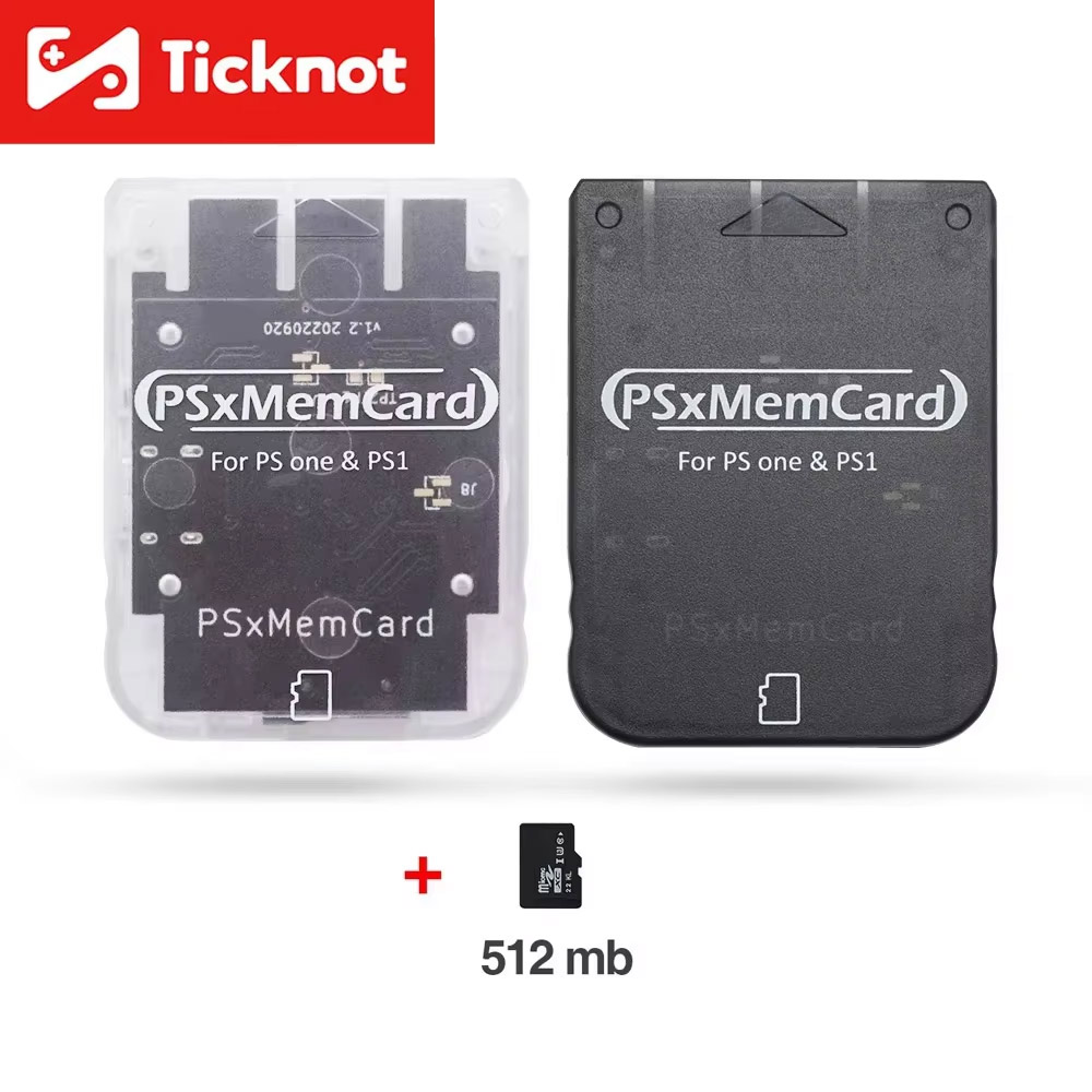 TicKnot PSxMemCard Karta pamięci PSX do przechowywania danych Karta do gier PlayStation PS1 PS One Konsola do gier Obsługa kart MicroSD