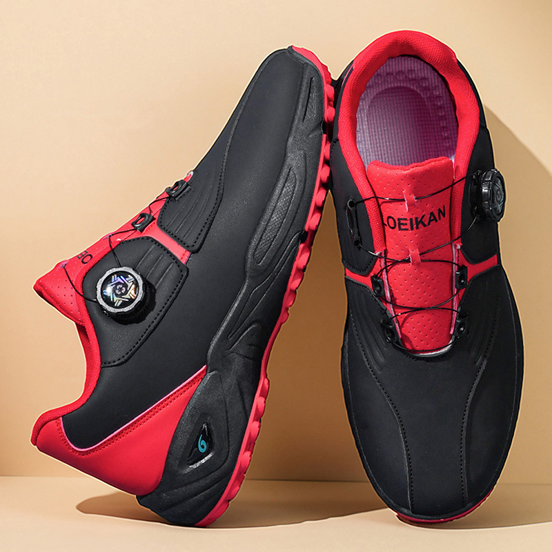Sapatos de golfe masculinos com fivela rotativa, couro à prova d'água, almofada de ar, antiderrapante, respirável, tênis de treinamento, 2 cores