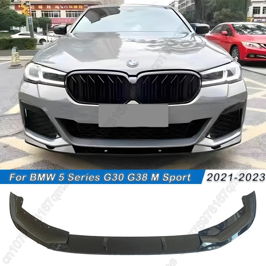 Для BMW 5 серии G30 G31 LCI M Sport 2021-2023, черный передний бампер, спойлер, разделитель, диффузор, крышка, дефлектор, комплект кузова, тюнинг