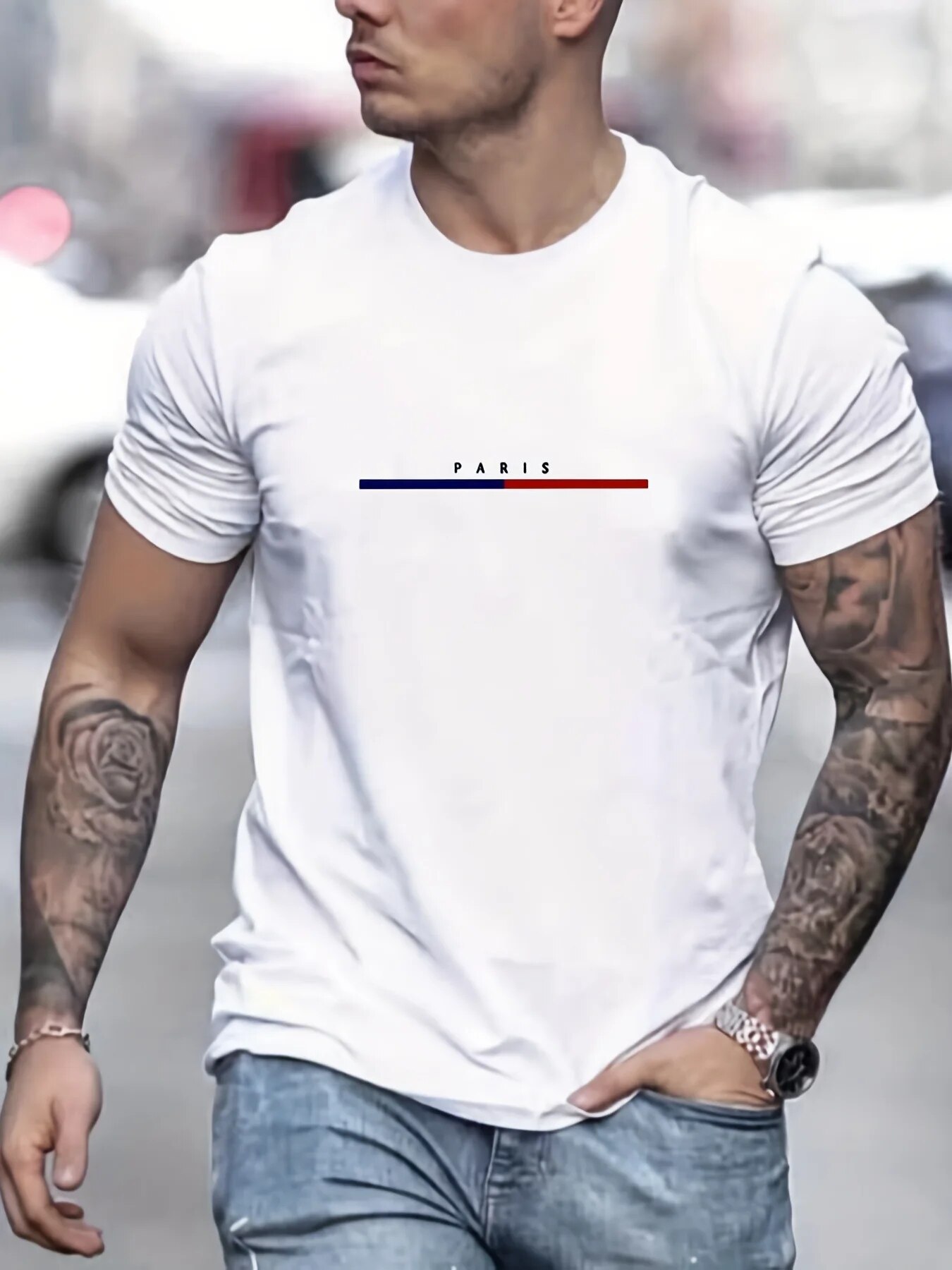 2025 nowy nadruk cyfrowy super elastyczny Casual z krótkim rękawem męska codzienna impreza domowa koszulka towarzyska jednolity kolor Vintage Streetwear