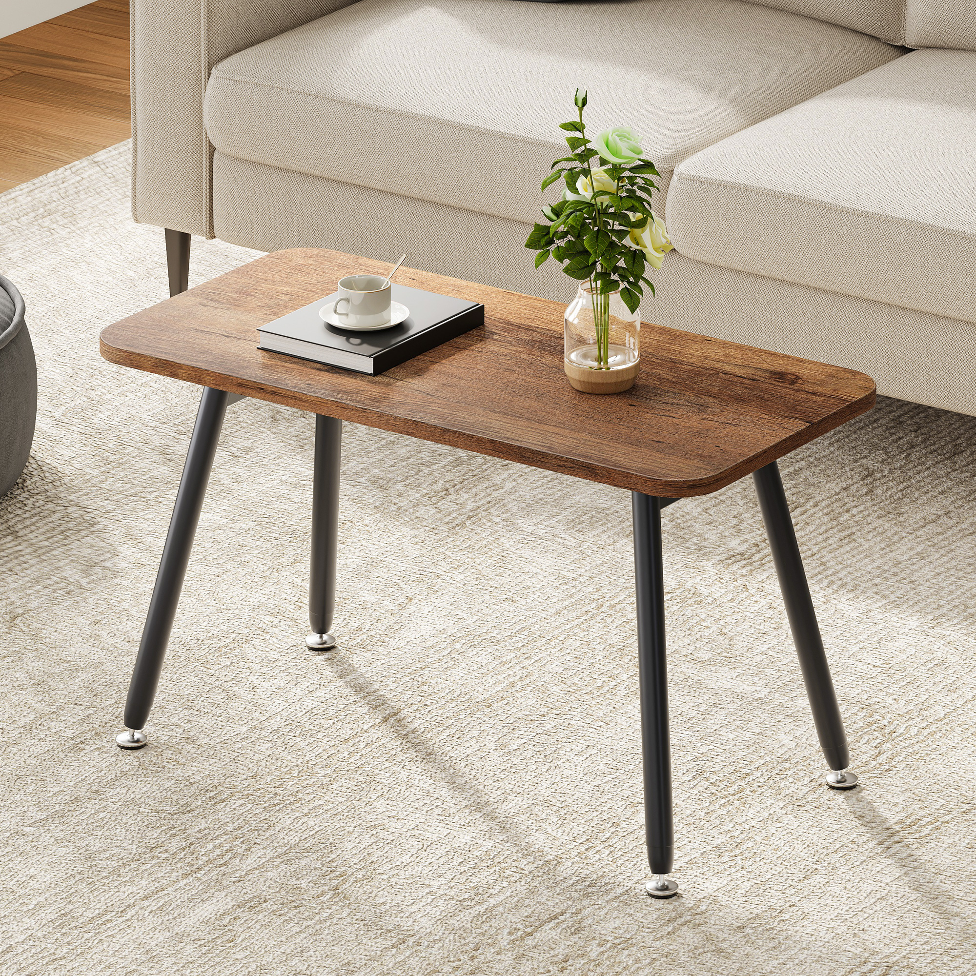 Mesa de centro dobrável YITAHOME - 80x40x45cm, mesa final portátil para sala de estar/quarto/escritório, nogueira (sem montagem)