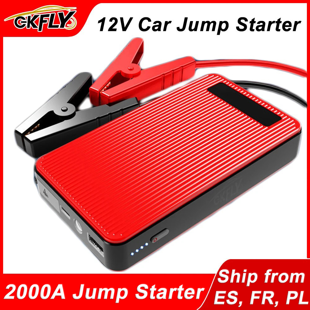 GKFLY Автомобильный аккумулятор, стартер 2000А, портативное зарядное устройство для автомобильного аккумулятора, 12 В, пусковое устройство, аварийный усилитель
