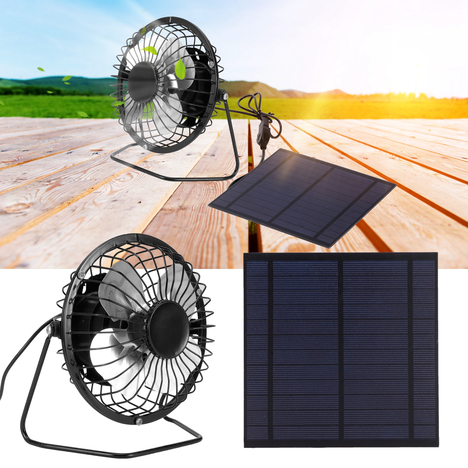 Zonnepaneel koelventilator 5W mini-zonnepaneel met draagbare koelventilator Fotovoltaïsche zonnepaneelset voor kas