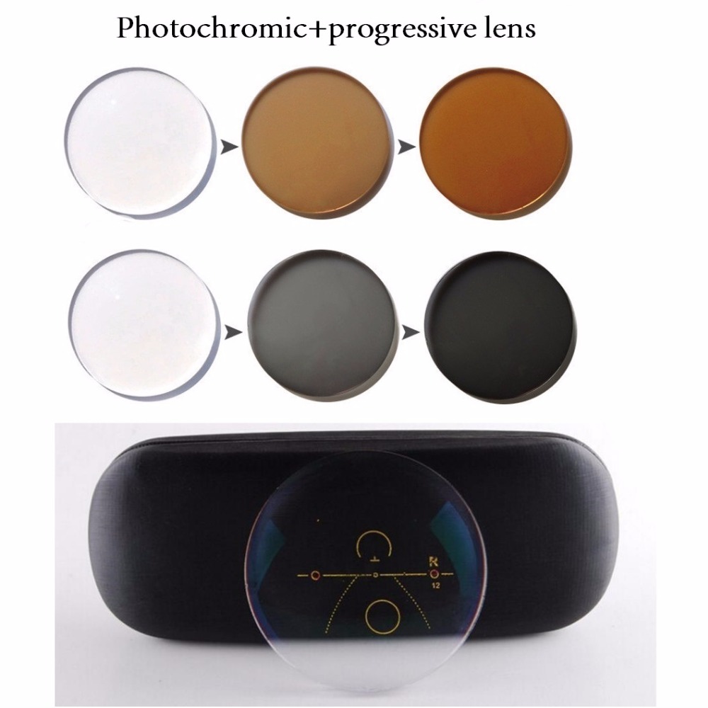 2 pçs 1.56 1.61 1.67 lentes de óculos progressivos fotocromáticos miopia transição prescrição multifocal bifocus lentes de forma livre