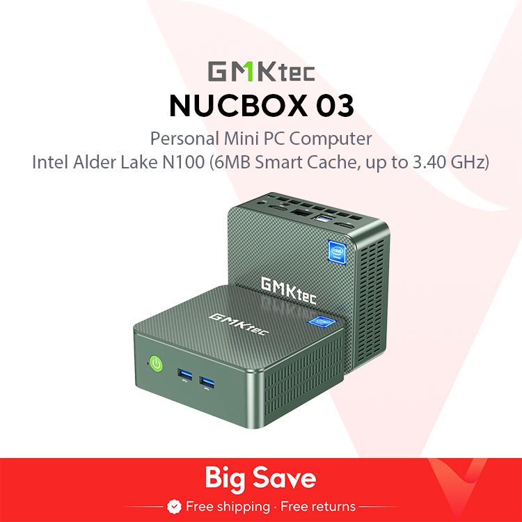 GMKtec 미니 PC 인텔 알더 레이크 N100, 윈도우 11 프로 미니 PC, 8 GB, 16GB, DDR4 256, 512GB, PCIe M.2 SSD, 와이파이 6 BT5.2 데스크탑 컴퓨터, G3