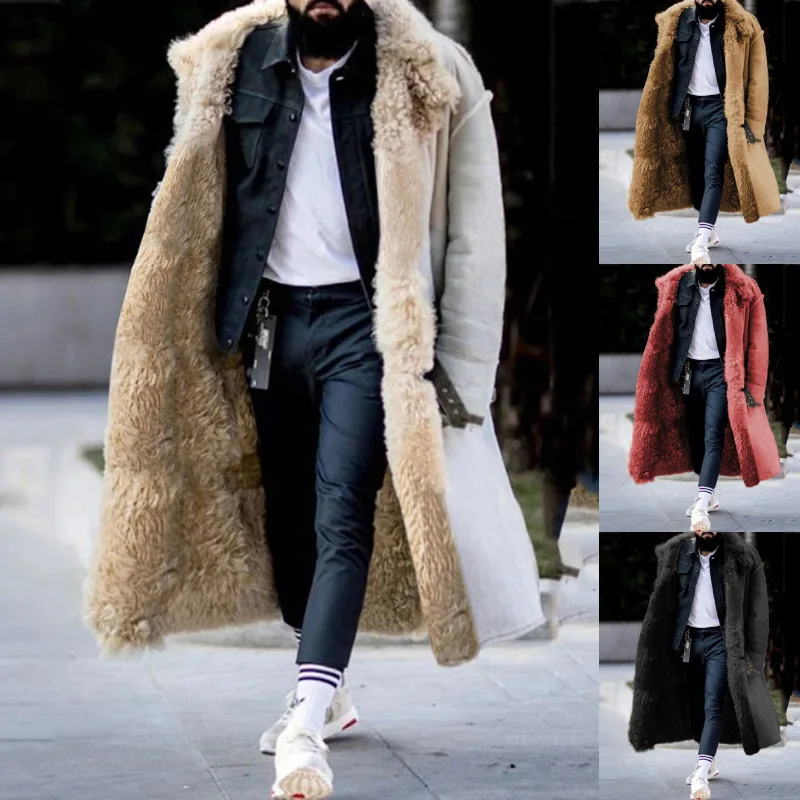 Abrigo para Hombre, chaquetas gruesas De piel De imitación, cárdigan liso, abrigo largo para Hombre, Abrigo De Hombre De talla grande 5XL 2022