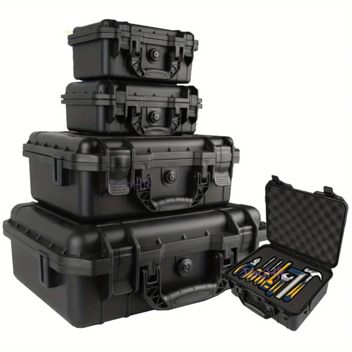 1 st Waterdichte Harde Draagtas Tas Gereedschapskoffer Met Voorgesneden Spons Opbergdoos Veiligheid Protector Organizer Hardware Toolbox
