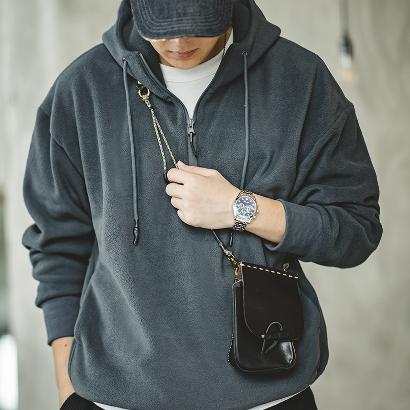 Maden doppelseitiges Polar Fleece Sweatshirt für Männer verdickte warme Hoodies Herbst und Winter einfarbige Straight-Fit-Oberbekleidung