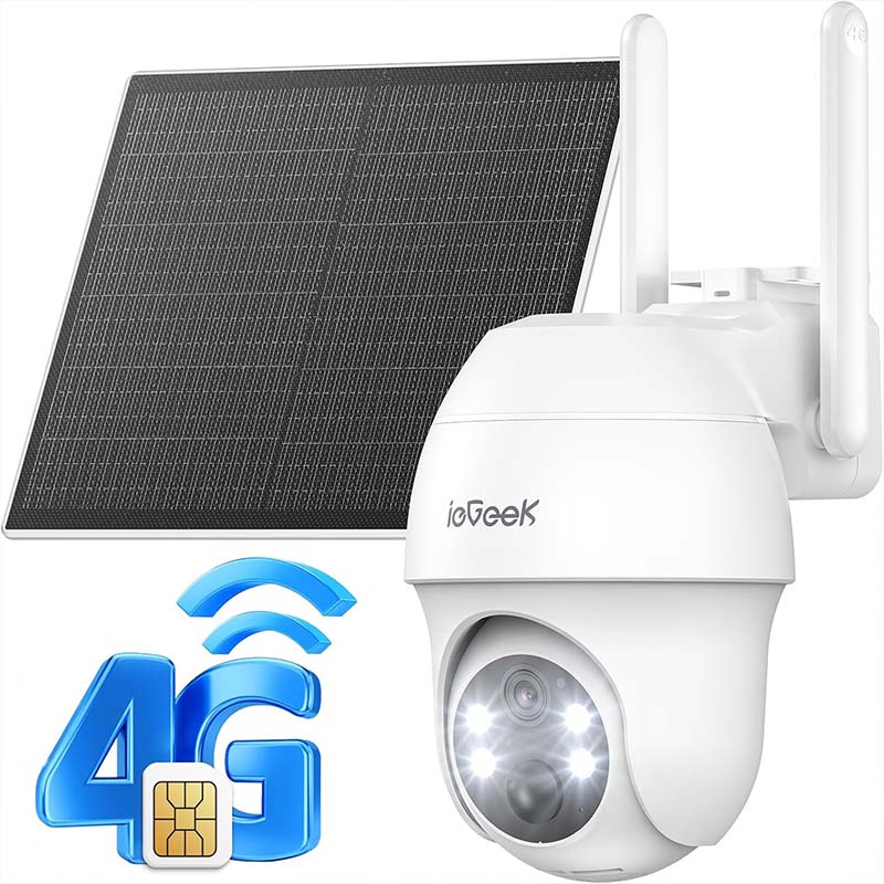 ieGeek 4G 2K HD LTE draadloze buitenbewakingscamera op zonne-energie, simkaart zonder WiFi, nachtzicht, AI-analysesysteem / wolk