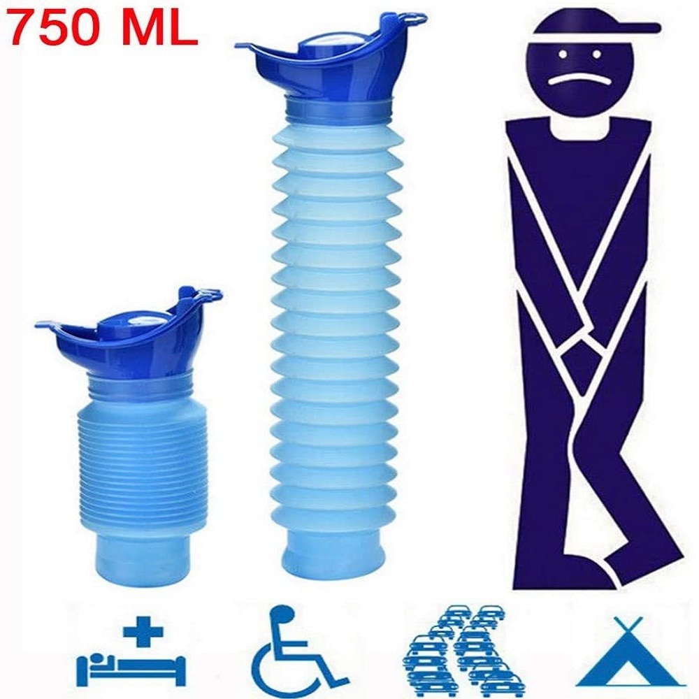 Cubo urinario para coche, urinario de pie para exteriores, viaje de emergencia, portátil, reutilizable, retráctil, inodoro para acampar, fugas de orina, 1 Juego