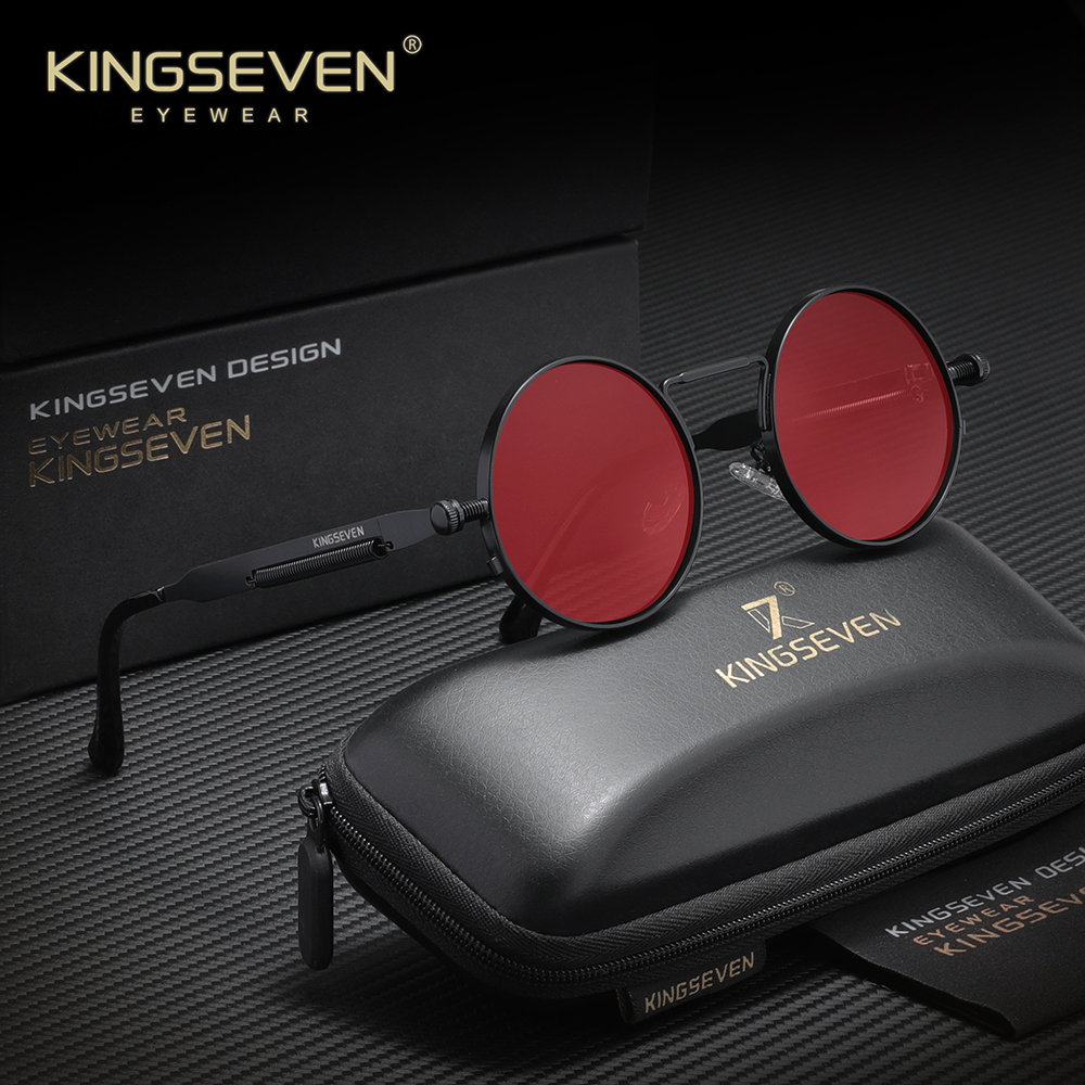 KINGSEVEN Okrągłe okulary przeciwsłoneczne z polaryzacją Mężczyźni Retro Vintage Style Kobiety Steampunkowe okulary przeciwsłoneczne dla mężczyzn