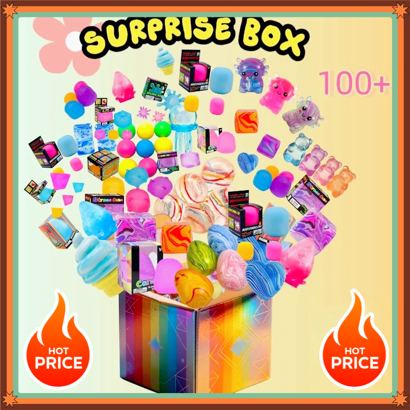 100+ Überraschungsbox-Spielzeuge, Neuheiten, Stressabbau, Sortierte Squishy-Figuren, Blindbox, Spaß, Mystery, Fidget, Stressabbau-Überraschung