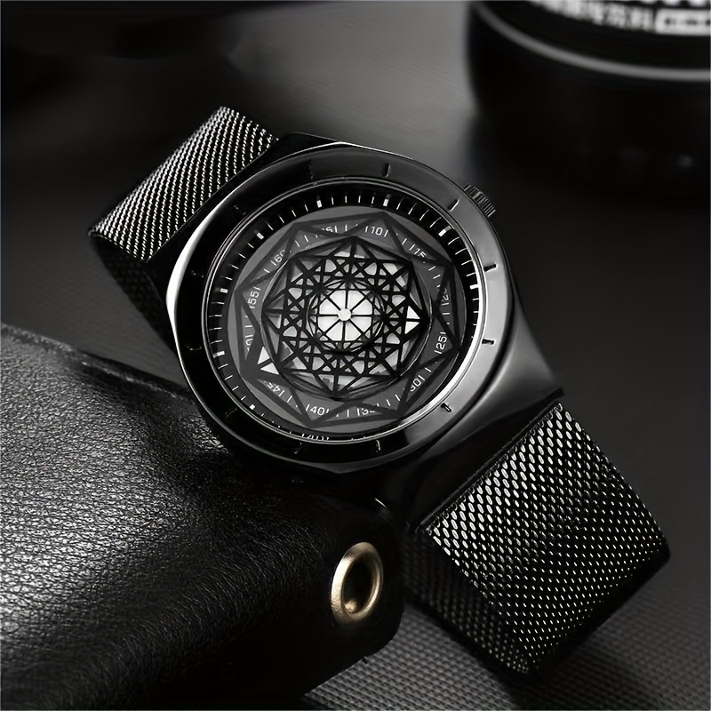 Nuevo conceito de reloj creativo sin punta con tecnología negra, reloj de cuarzo minimalista a la moda para estudiantes para hombres y mujeres