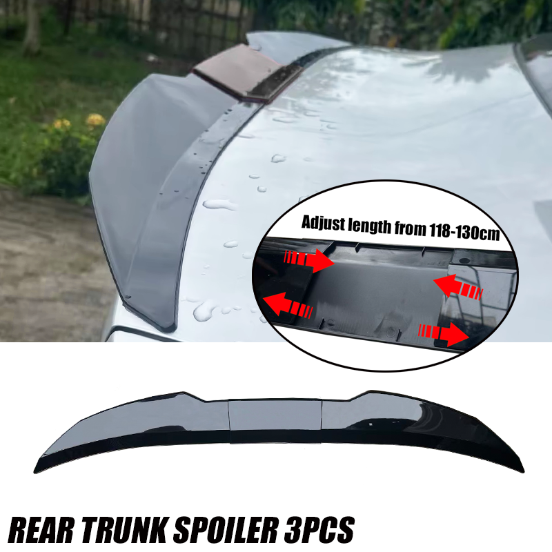 3 stuks universele auto kofferbak dakspoiler glanzend zwart auto-accessoires auto styling diy lengte styling