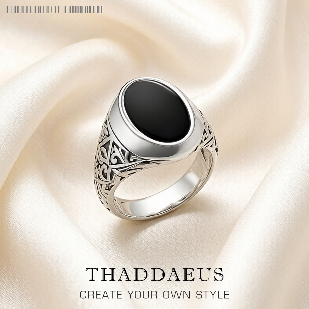Anillo de sello ovalado negro, joyería fina de estilo europeo para mujeres y hombres, novedad de verano, regalo de Plata de Ley 925 Vintage