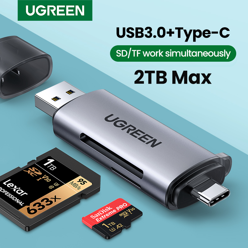 Устройство для чтения карт UGREEN, USB 3,0, USB C, SD, Micro SD
