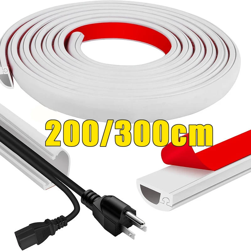 Cubierta de Cable de suelo antiextrusión de arco de 2M/3M, Protector de Cable de conducto de cableado de extensión de energía autoadhesivo, organizador de cables para el hogar