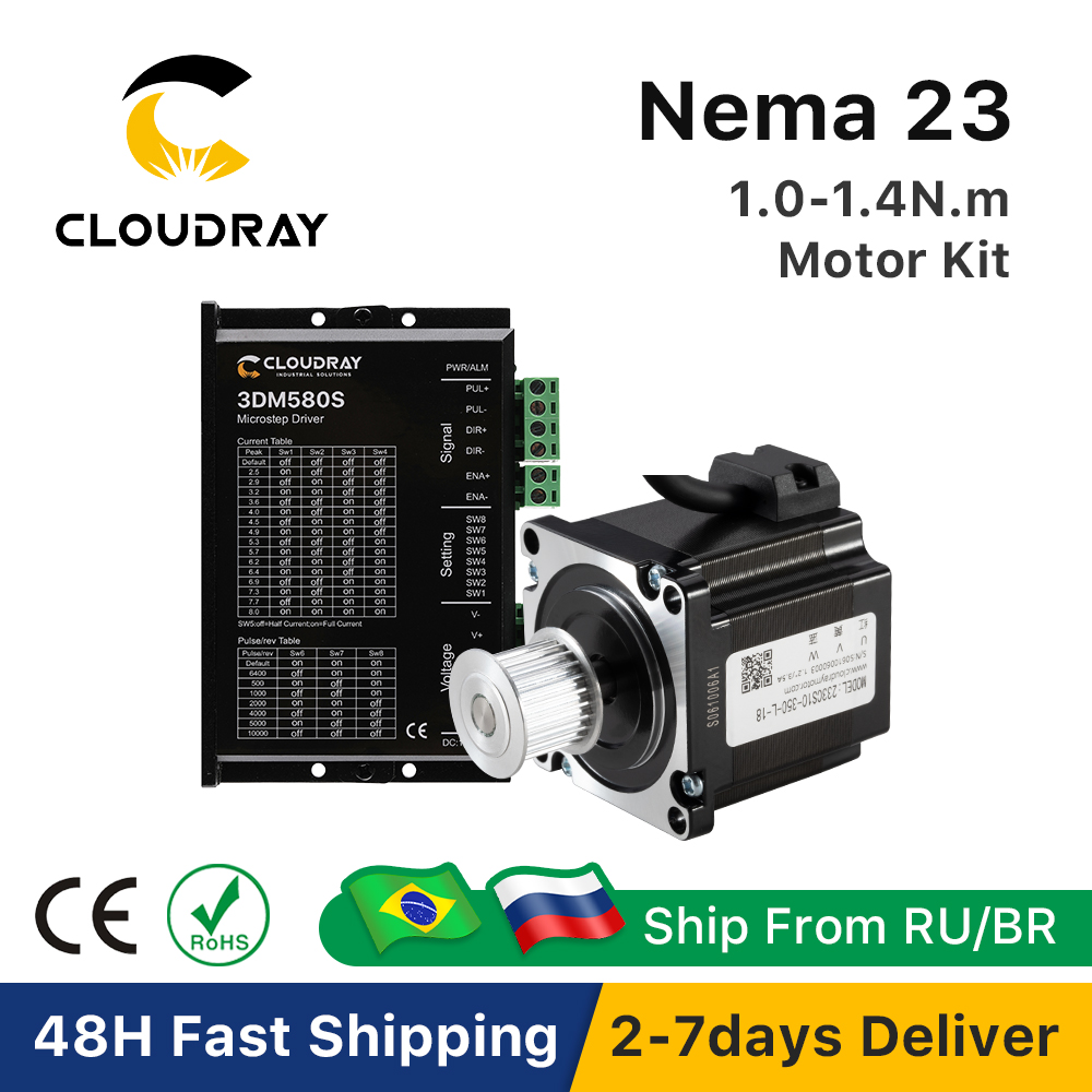 Cloudray Nema 23 Kit Driver Motor Stepper, 3 fase Motor Stepper 1,0n. m/2,0n. m dengan gigi untuk Router CNC mesin penggilingan ukiran