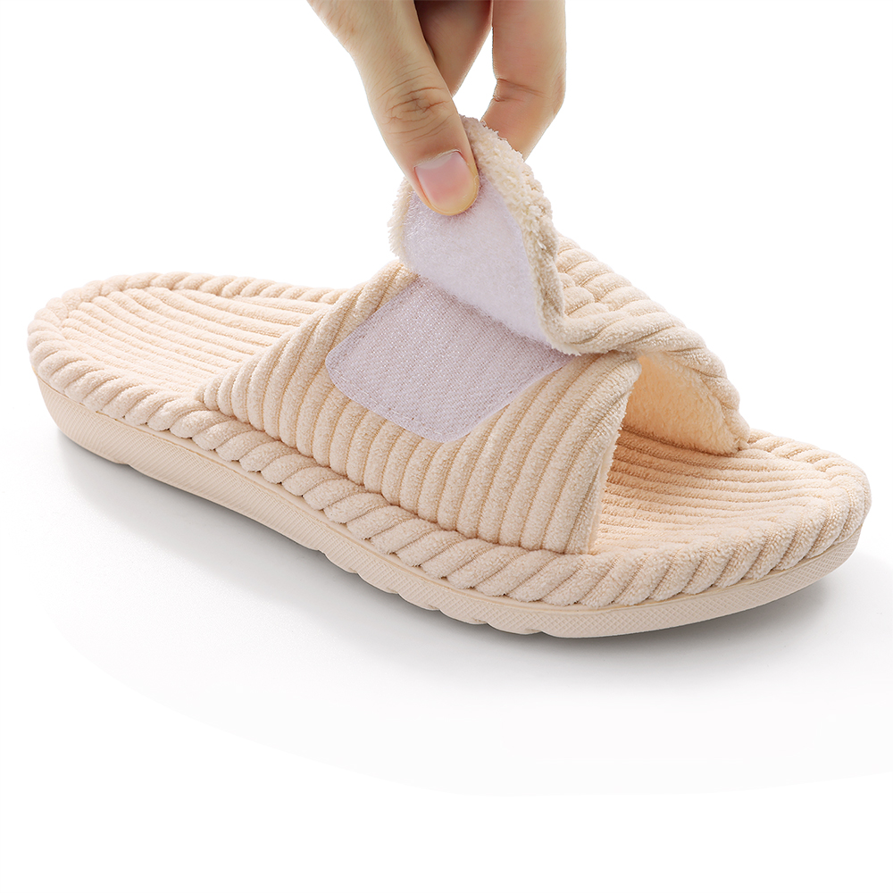 Pantuflas de Casa LItfun para Mujer, Pantuflas Cálidas de Algodón para las Cuatro Estaciones, Pantuflas Abiertas para Dormitorio, Pantuflas de Felpa con Forro de Piel Sintética para Exteriores