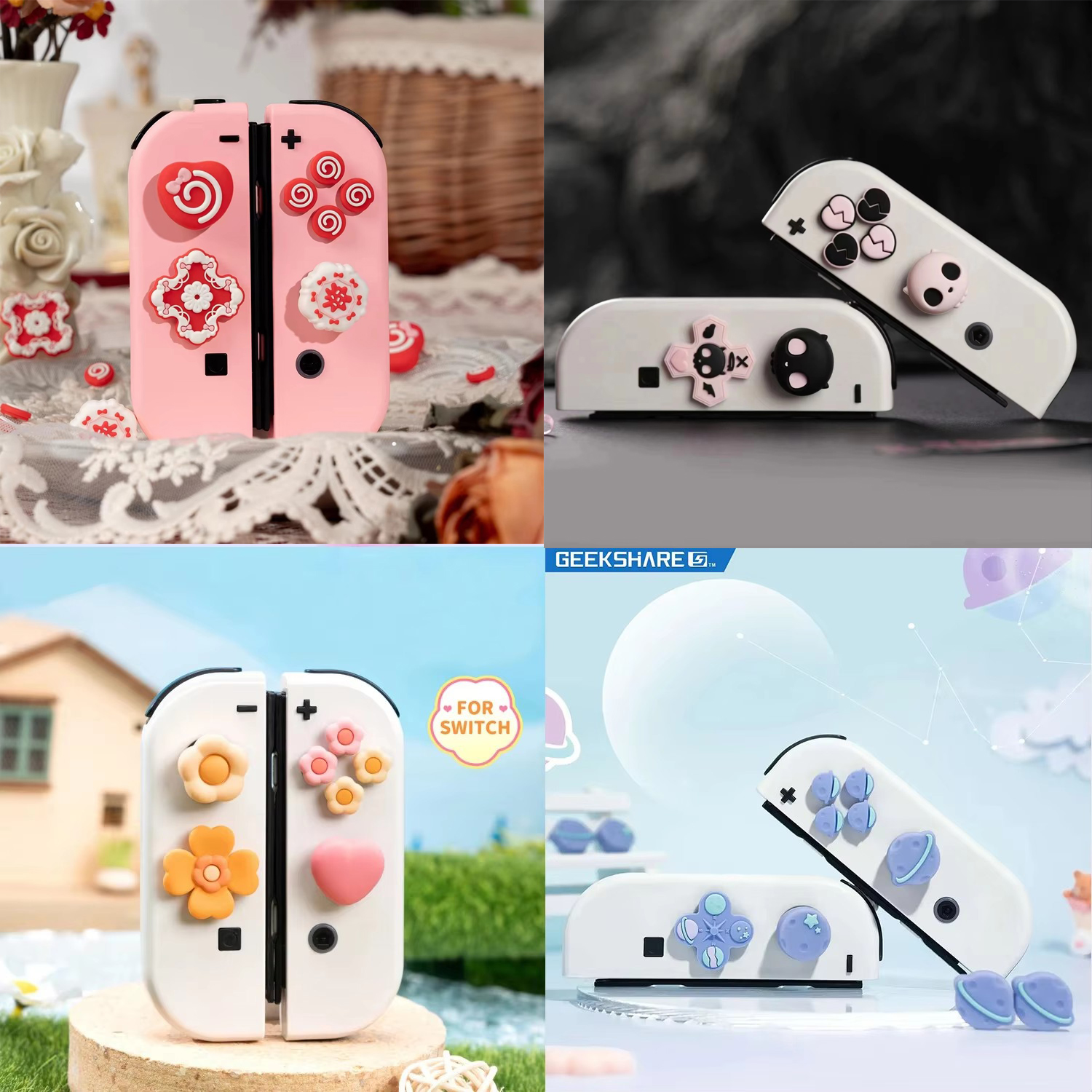 D-pad Кнопка перекрестного направления ABXY Наклейка на ключ Джойстик Ручка для большого пальца Крышка для Nintendo Switch Oled NS Joy-con Skin Case