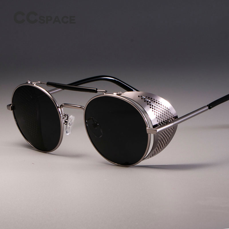 Zml14 Kacamata Hitam Logam Bulat Retro Kacamata Merek Wanita Steampunk Kacamata Oculos De Sol Kacamata Pelindung UV