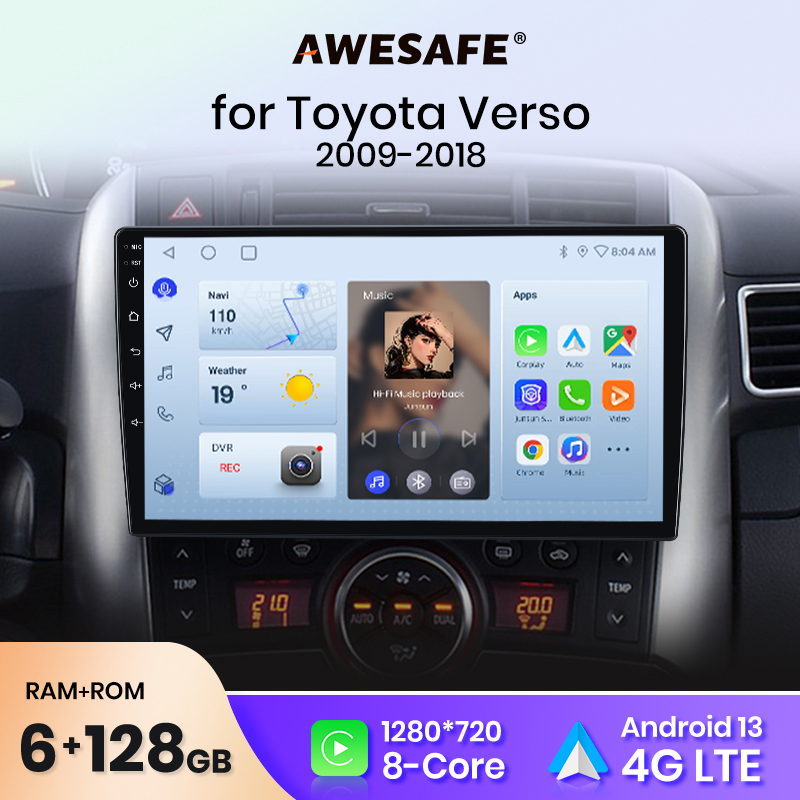 AWESAFE PX9 Voor Toyota Verso R20 2009 - 2018 Autoradio Multimedia Navigatie 2 din Android 2din Autoradio CarPlay Stereo