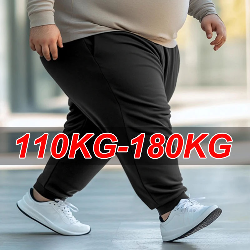 Pantaloni sportivi larghi da uomo taglie forti 7XL 6XL 5XL Abbigliamento sportivo Pantaloni casual in vita elastica Pantaloni da jogging in cotone nero Abbigliamento maschile