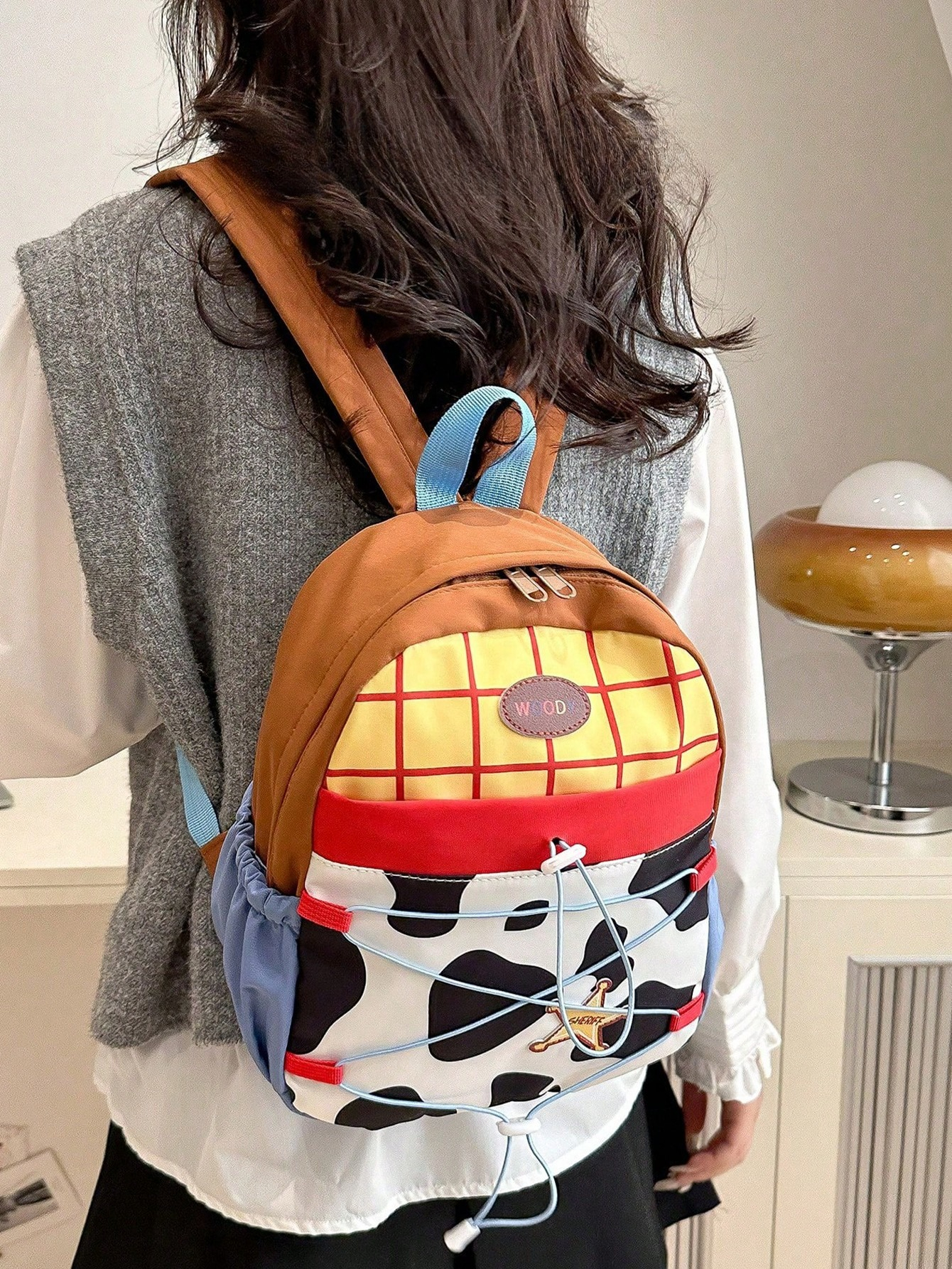Ransel Wanita Modis dan Kasual Ransel Motif Sapi Lucu Ransel Kain Lembut dan Tahan Lama Cocok untuk Penggunaan Sehari-hari