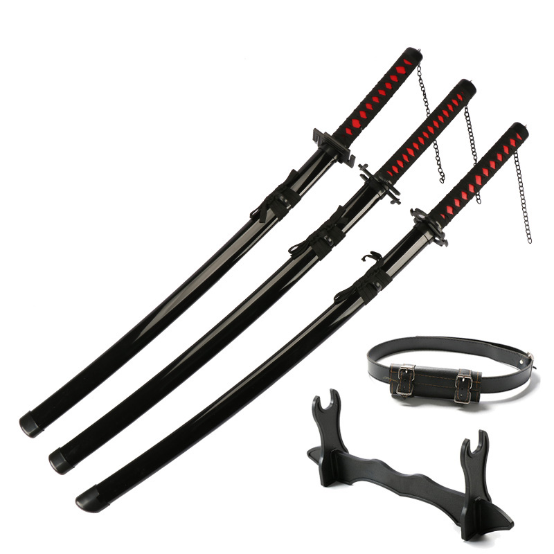 41-calowy Kurosaki Ichigo Katana Black Wood Blade Zangetsu Dekoracyjny wysokiej jakości rekwizyt Cosplay z uchwytem na miecz i paskiem