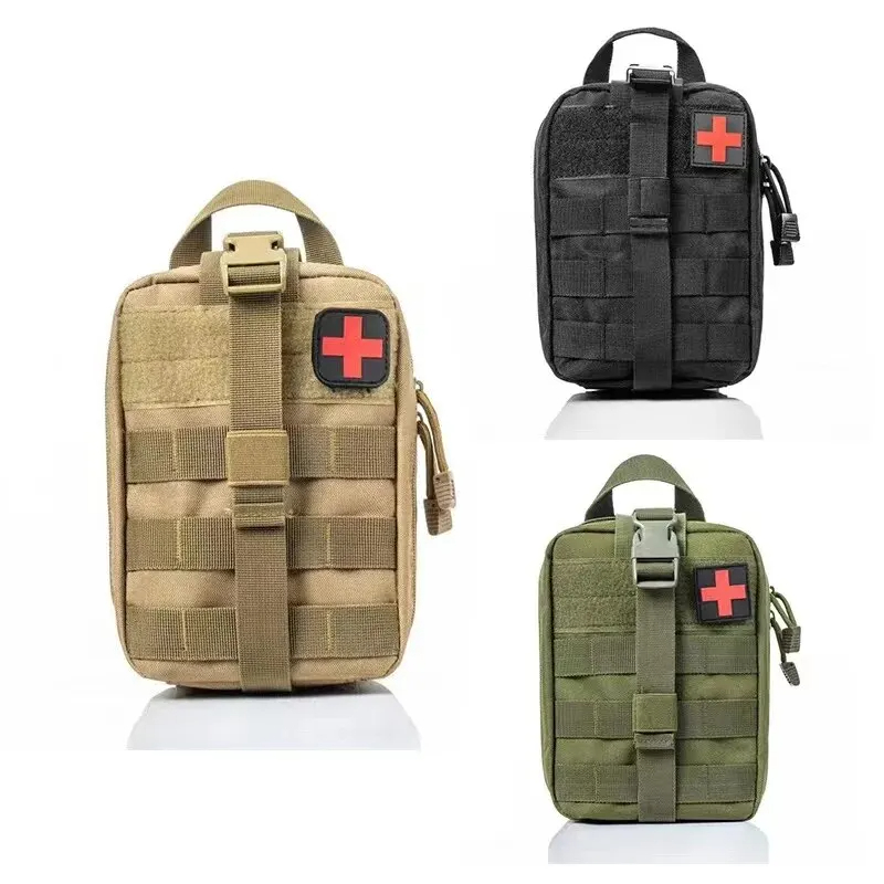ยุทธวิธีชุดปฐมพยาบาลถุงแพทย์ฉุกเฉินกลางแจ้งการล่าสัตว์รถ Camping MOLLE Survival เครื่องมือ EDC POUCH Organizer
