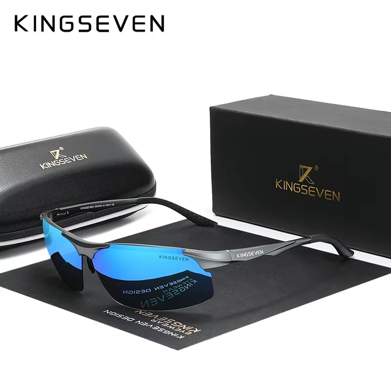 ของแท้ KINGSEVEN ผู้ชายโพลาไรซ์แว่นตากันแดดอลูมิเนียมขับรถกระจกเลนส์ชายดวงอาทิตย์แว่นตาการบินผู้หญิงสําหรับชายแว่นตา 9126