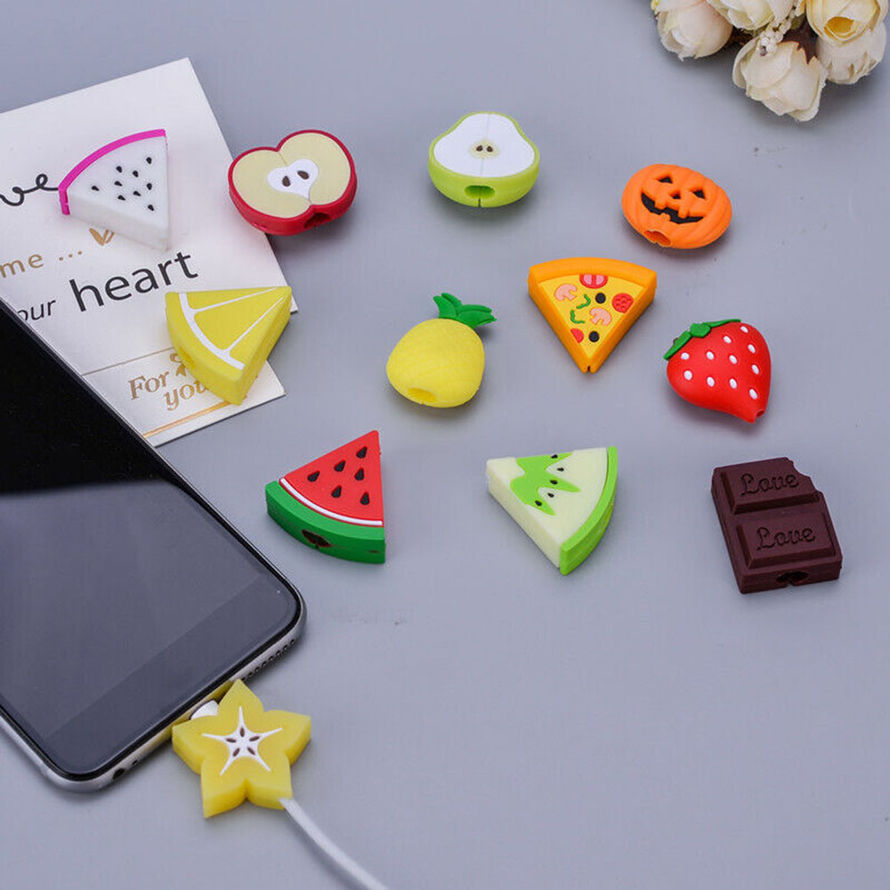 Leuke telefoon USB-kabelbeschermer voor Apple iPhone Samsung kabelchompers snoer fruitbeet oplader draadhouder organisator bescherming