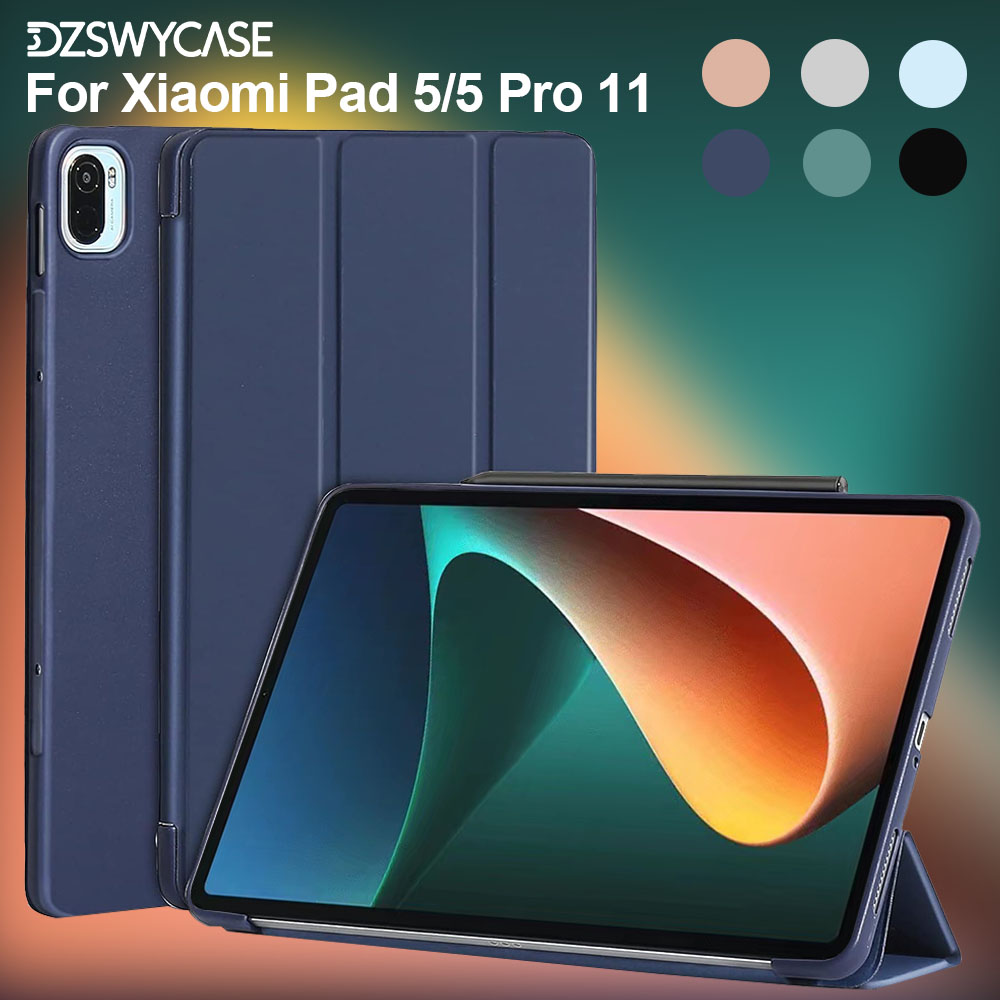 Casing untuk Xiaomi Mi Pad 5/5 Pro 11 Inci 2021, Penutup Depan Halus dan Penutup Belakang Lembut, Fitur Auto Wake/Sleep, Penutup Ringan