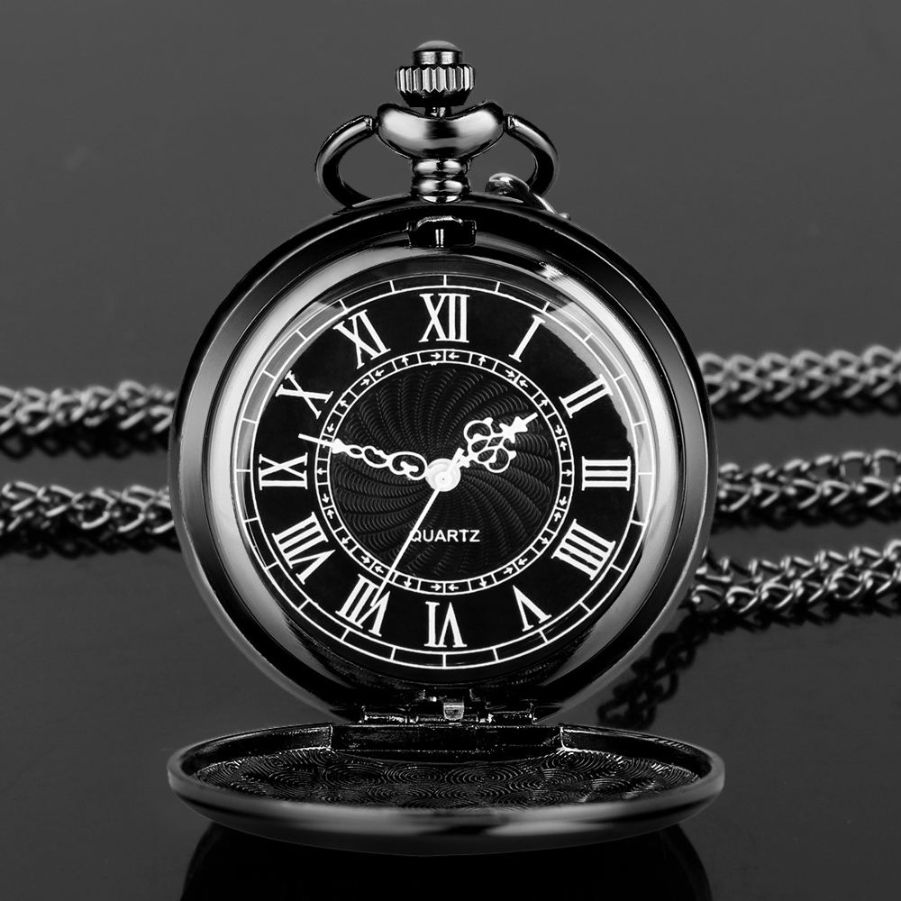 Moda 37cm corrente fob aço liso relógio de bolso de quartzo vintage romano nmber dial pingente fob relógio presentes relógio