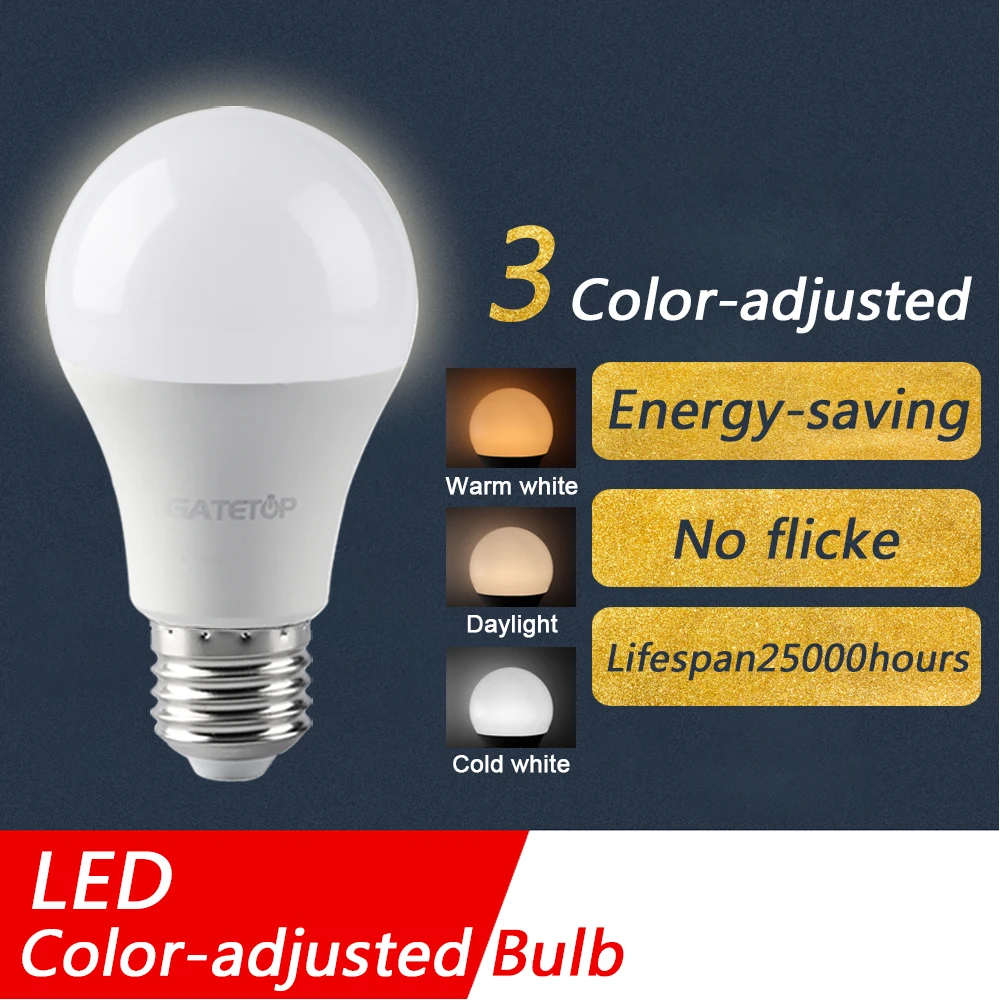 LED 3 kleuraangepaste lamp AC110 AC220 E27 B22 8 W-24 W CCT Geheugenfunctie Kleurtemperatuur Reset Licht voor interieurverlichting